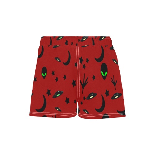Aliens and Spaceships - Red Women's Casual Board Shorts (Model L54)