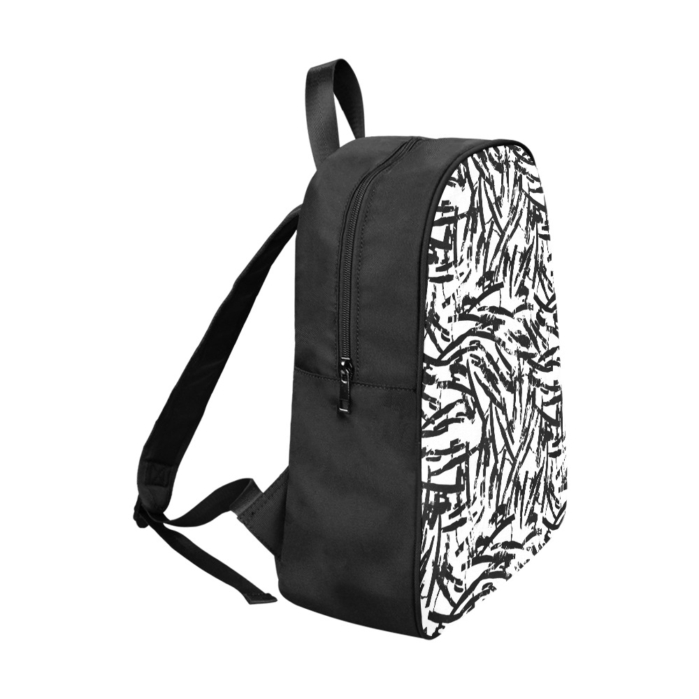 Brush Stroke Black and White Fabric School Backpack (Model 1682) (Large)