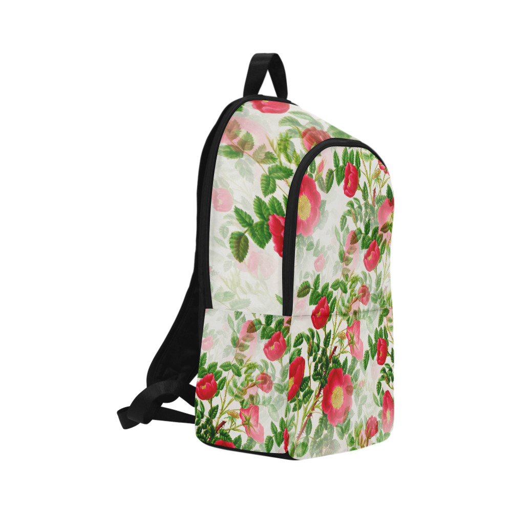 Vintage Red Floral Blossom Fabric Backpack for Adult (Model 1659)