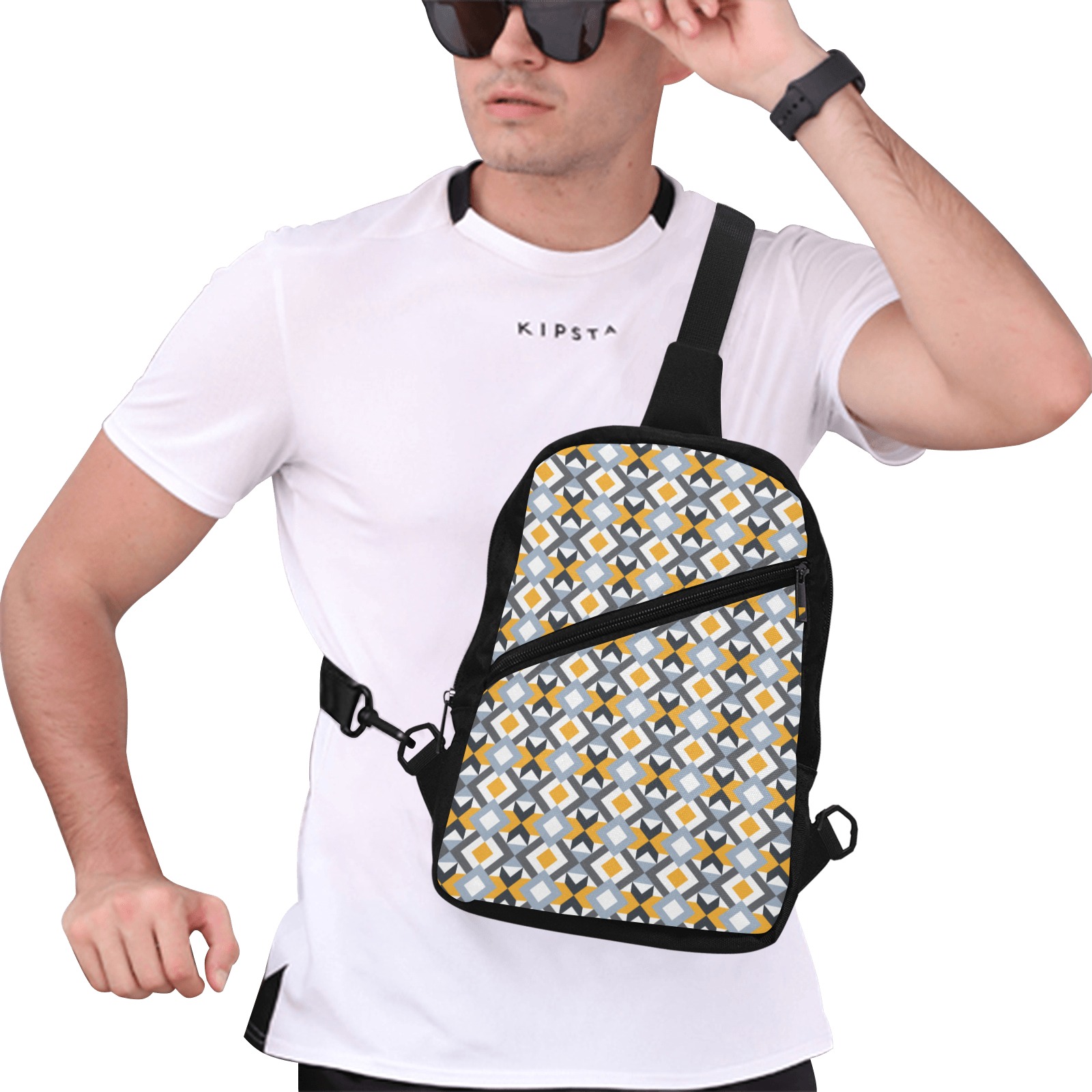 Retro Angles Abstract Geometric Pattern Men's Chest Bag (Model 1726)