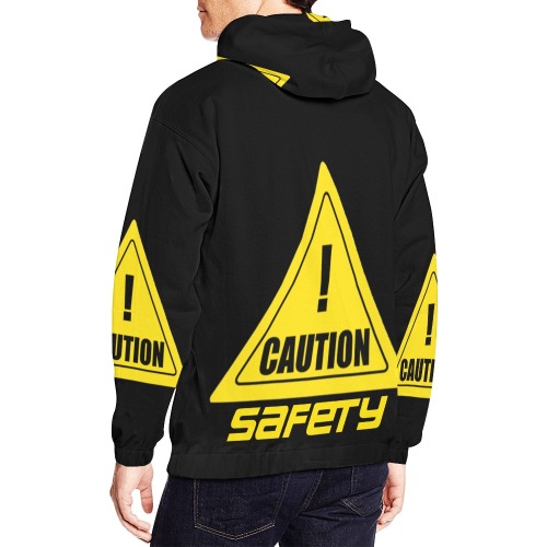 Caution I All Over Print Hoodie for Men (USA Size) (Model H13)