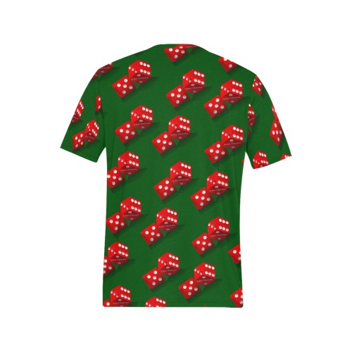 Las Vegas Dice Pattern on Green Men's All Over Print T-Shirt (Random Design Neck) (Model T63)