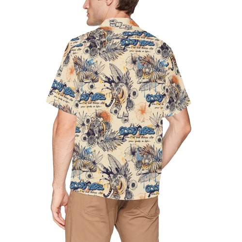 tiger 001 Hawaiian Shirt with Chest Pocket (Model T58)