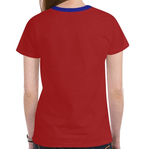USA Painted Wood Heart on Red New All Over Print T-shirt for Women (Model T45)