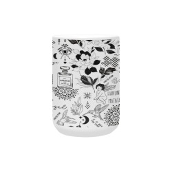 Positive pattern tattoos BW Custom Ceramic Mug (15OZ)