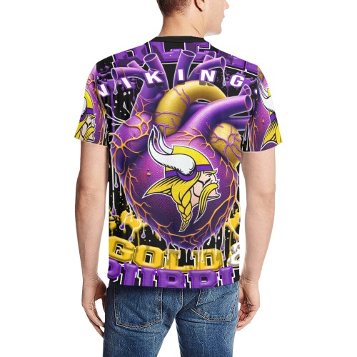 Minnesota Vikings Shirt Men's All Over Print T-Shirt (Solid Color Neck) (Model T63)