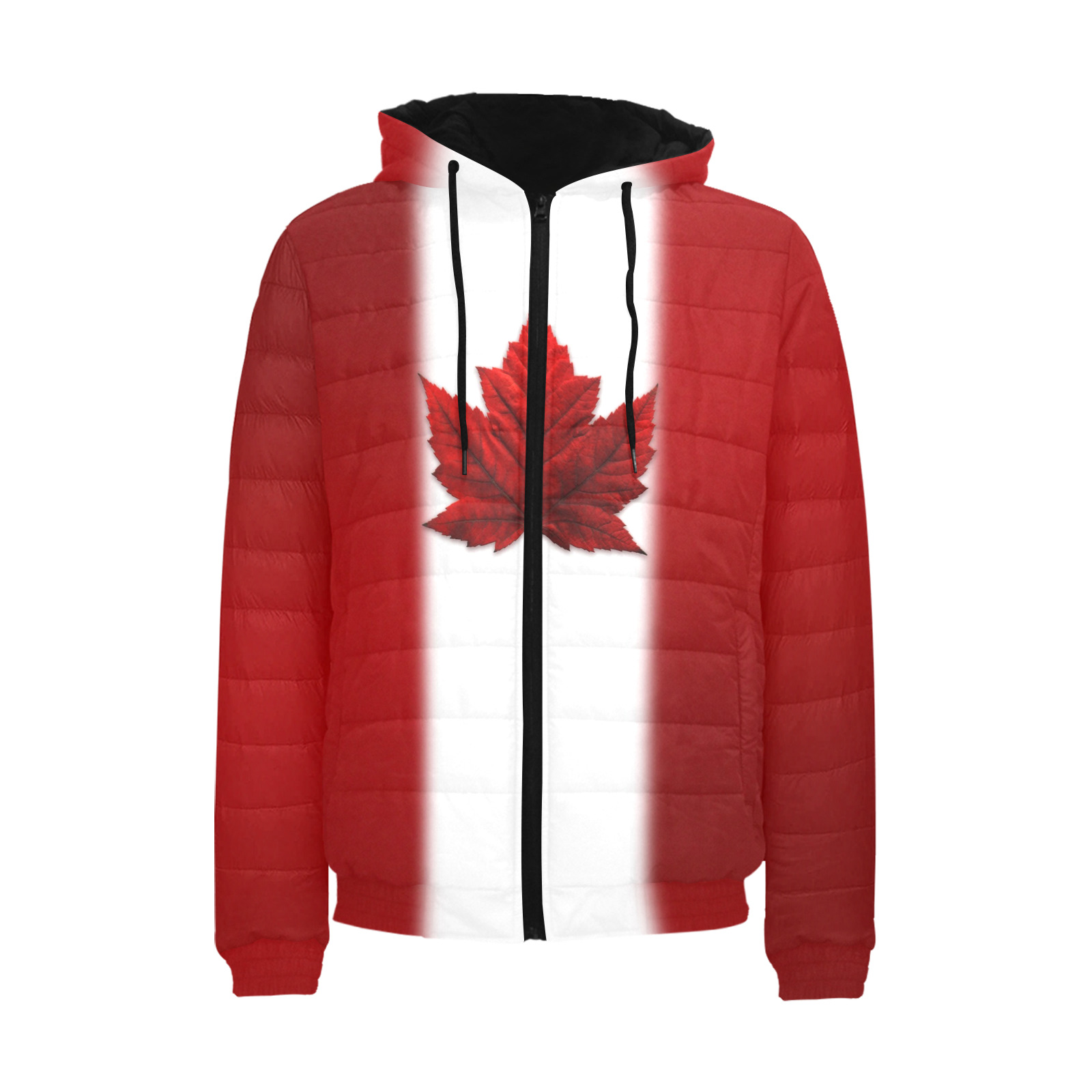 Canada Flag Men's Padded Hooded Jacket (Model H42)