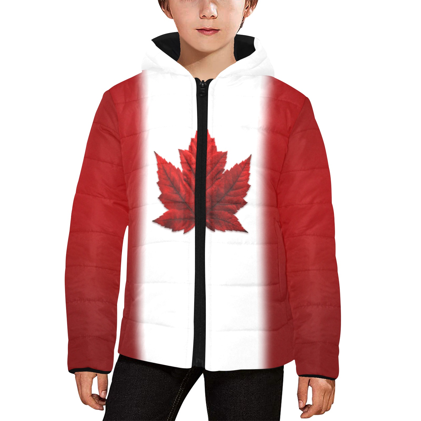 Kid's Canada Puffy Coat Canada Kids' Padded Hooded Jacket (Model H45)