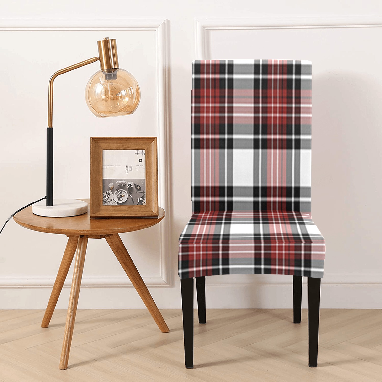 Red Black Plaid Chair Cover (Pack of 4)