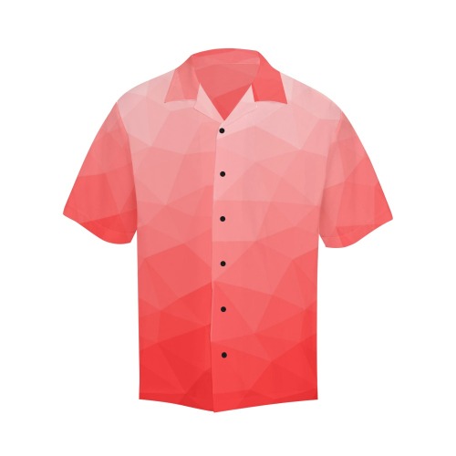 Red gradient geometric mesh pattern Hawaiian Shirt (Model T58)