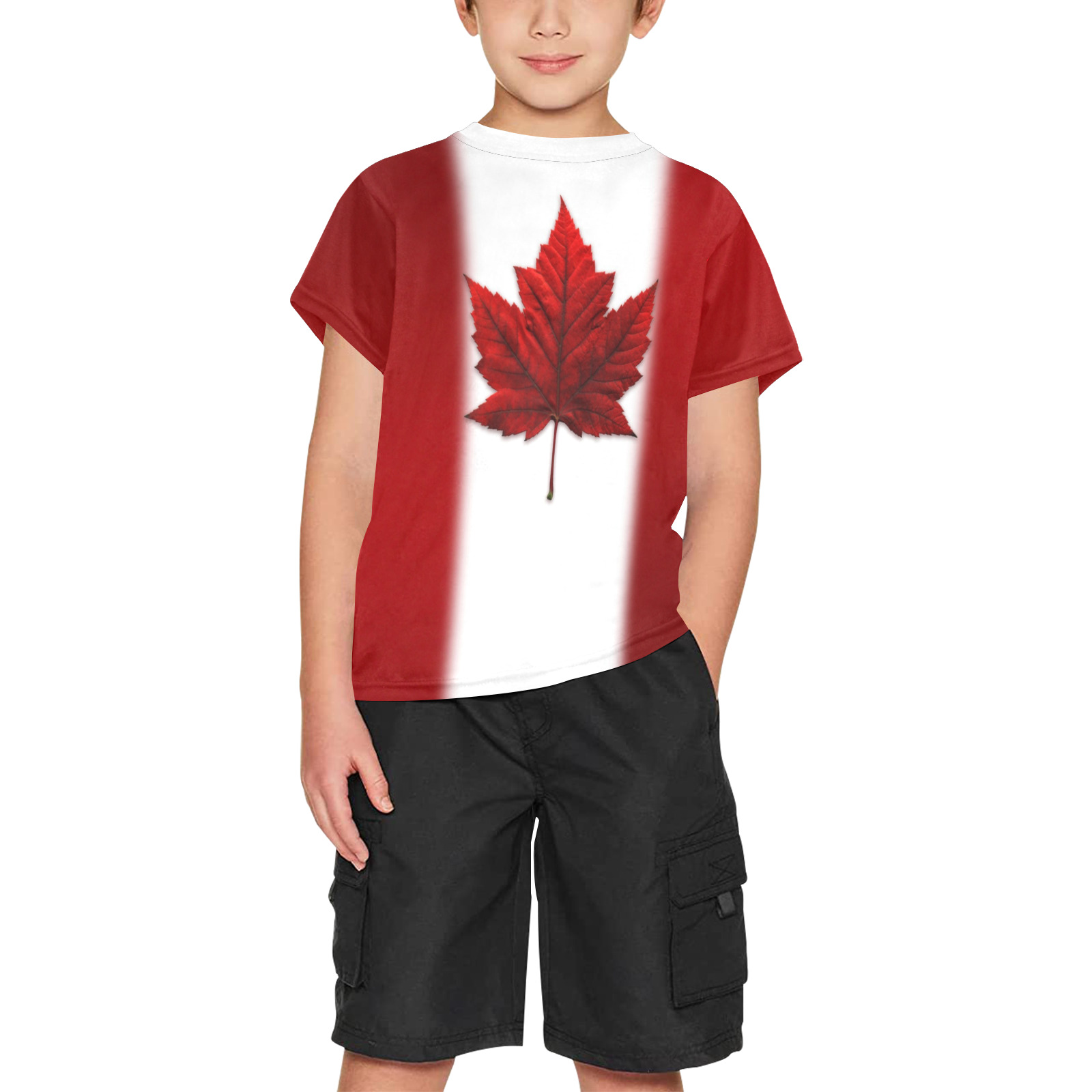 Boy's Canada Flag Shirts Big Boys' All Over Print Crew Neck T-Shirt (Model T40-2)