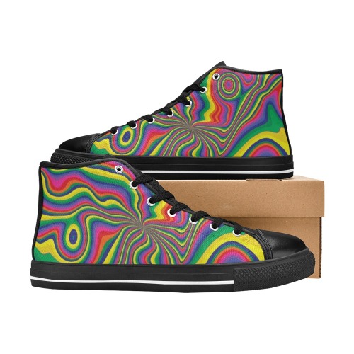 Groovy Pattern Women's Classic High Top Canvas Shoes (Model 017)