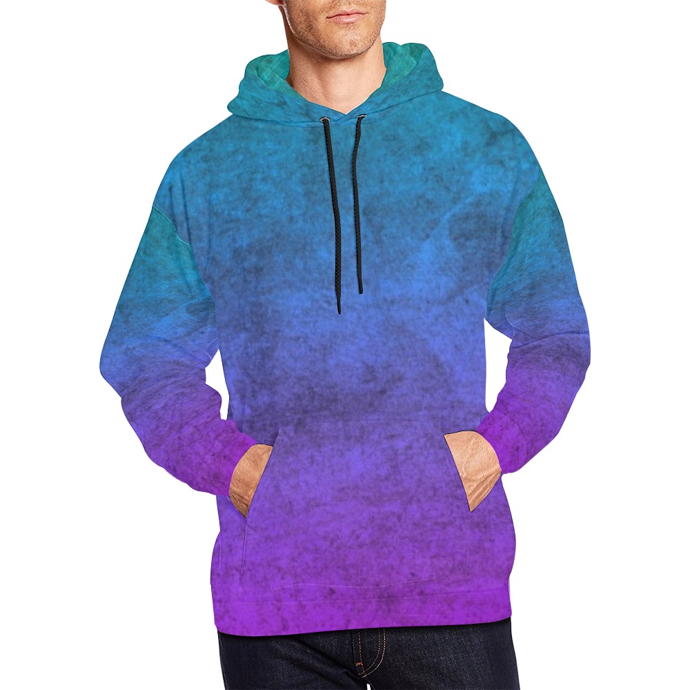 Teal - Purple All Over Print Hoodie for Men (USA Size) (Model H13)