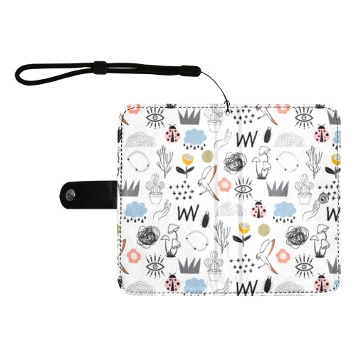 Doodle Flip Leather Purse for Mobile Phone/Large (Model 1703)