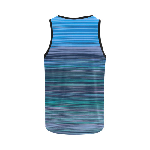 Abstract Blue Horizontal Stripes All Over Print Tank Top for Men (Model T43)