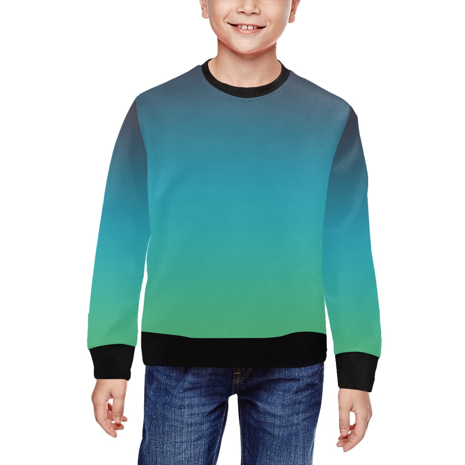 blu grn brn All Over Print Crewneck Sweatshirt for Kids (Model H29)