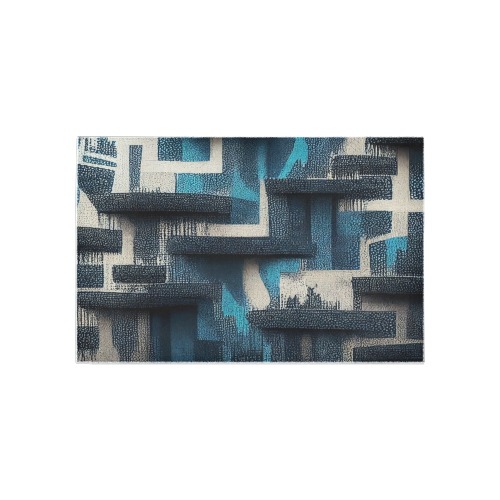blue, white and black abstract pattern Area Rug 5'x3'3''