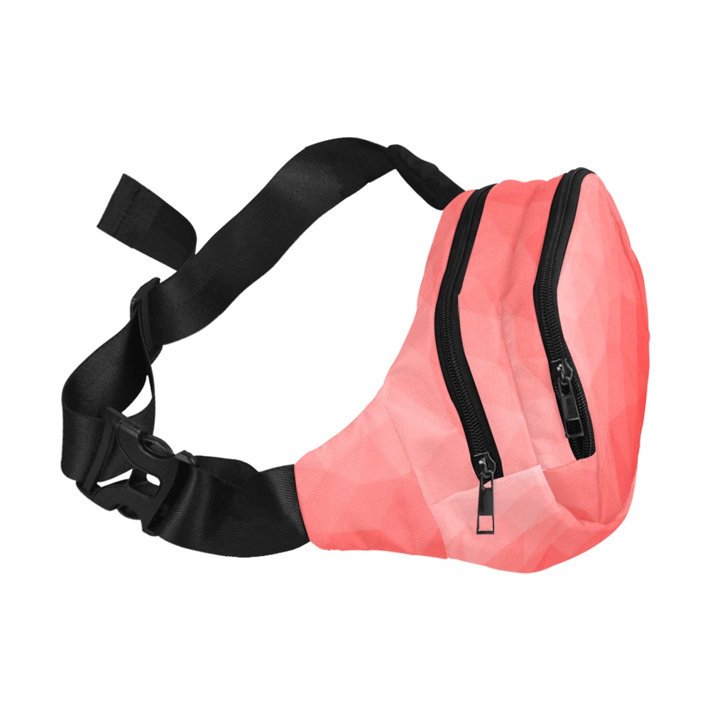 Red gradient geometric mesh pattern Fanny Pack/Small (Model 1677)