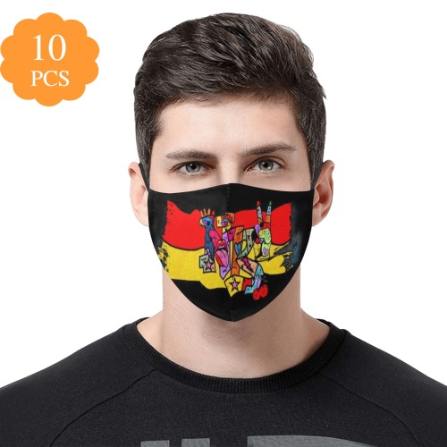 Germany NB Pop Art by Nico Bielow 3D Mouth Mask with Drawstring (Pack of 10 & 20 Filters Included) (Model M04)