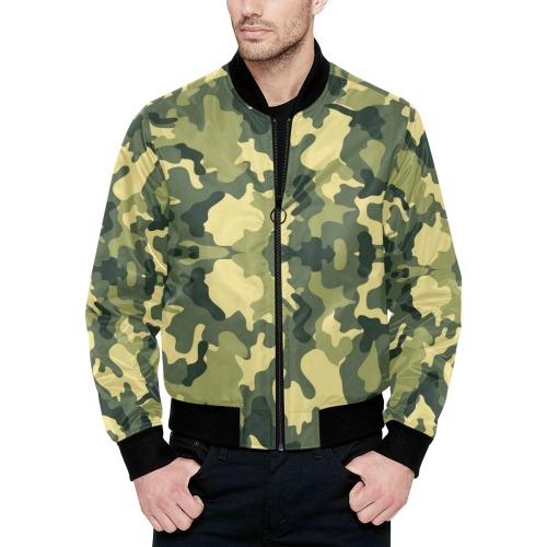 Army Style by Fetishworld All Over Print Quilted Bomber Jacket for Men (Model H33)