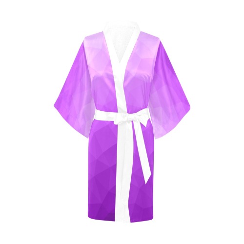 Purple gradient geometric mesh pattern Kimono Robe