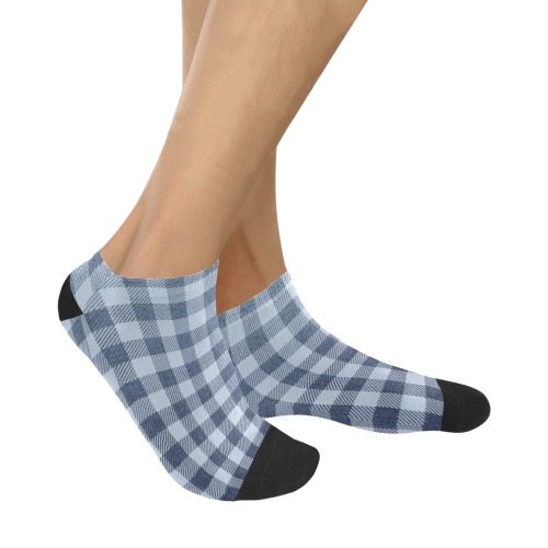 Pastel Blue Plaid Men's Ankle Socks