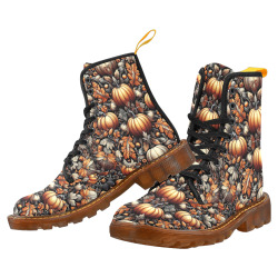 Pumpkin Patch Brown Sole Women'sCanvas Combat Style Boots Custom Canvas Boots For Women Model 1203H