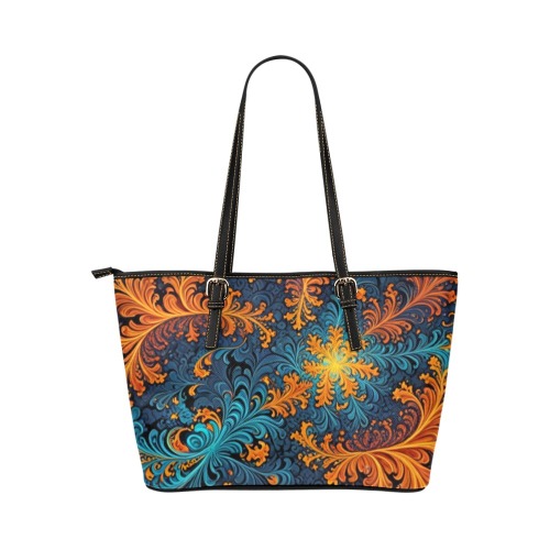 Tapestry Pattern Tote Leather Tote Bag/Large (Model 1651)