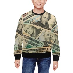 US PAPER CURRENCY All Over Print Crewneck Sweatshirt for Kids (Model H29)