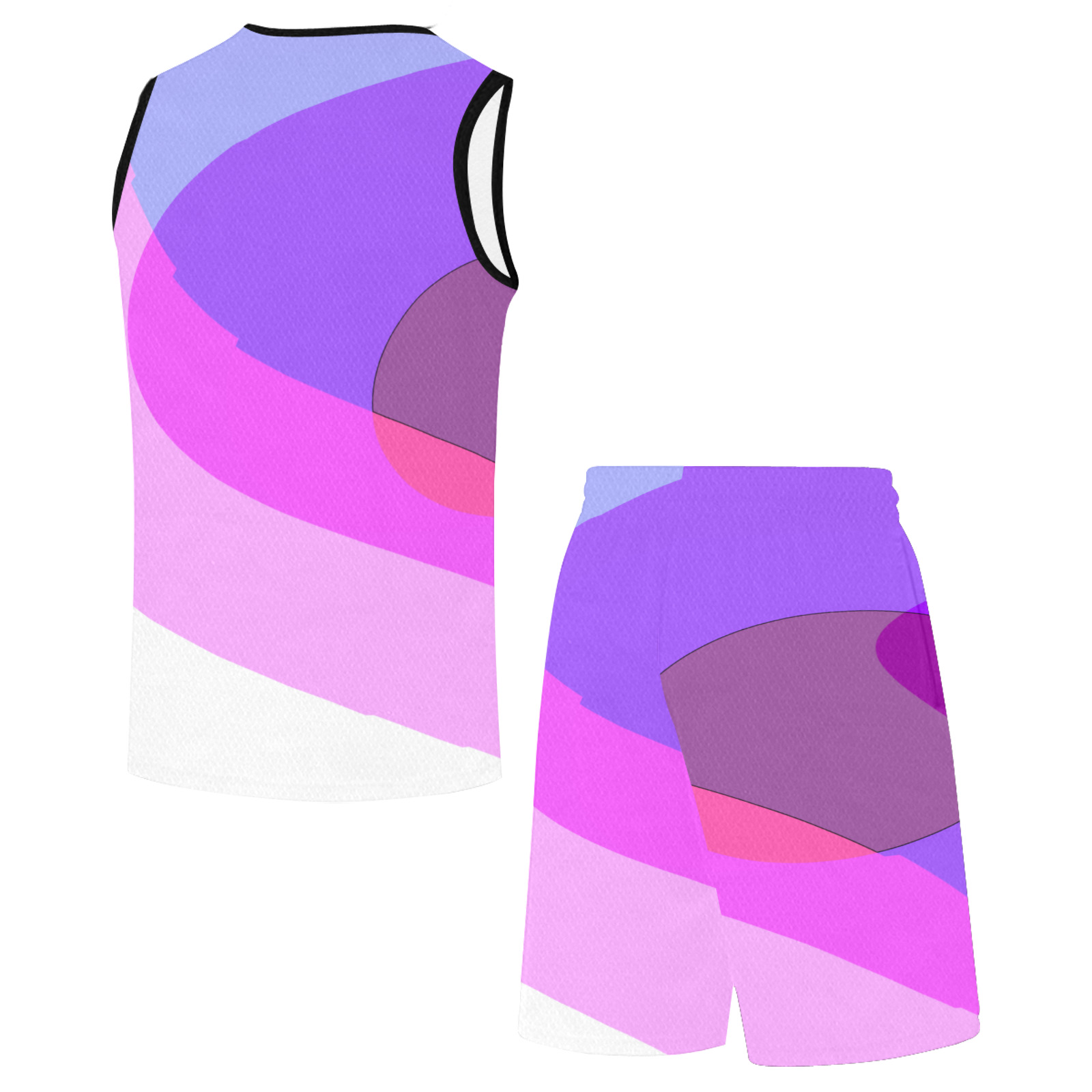 Purple Retro Groovy Abstract 409 Basketball Uniform with Pocket