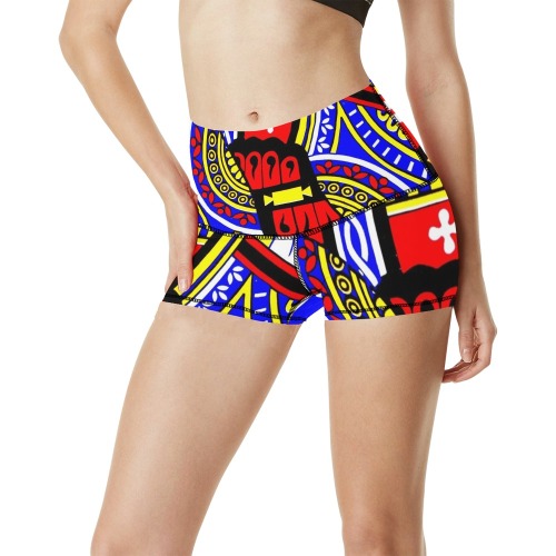 JACK OF SPADES (POPART COLOURS) Women's All Over Print Yoga Shorts (Model L17)