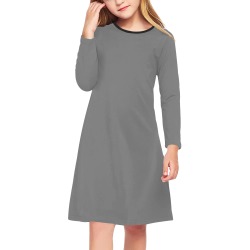 color dim grey Girls' Long Sleeve Dress (Model D59)