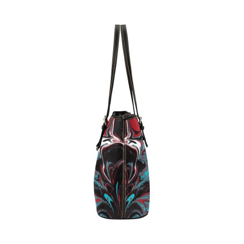Dark Wave of Colors Leather Tote Bag/Small (Model 1651)