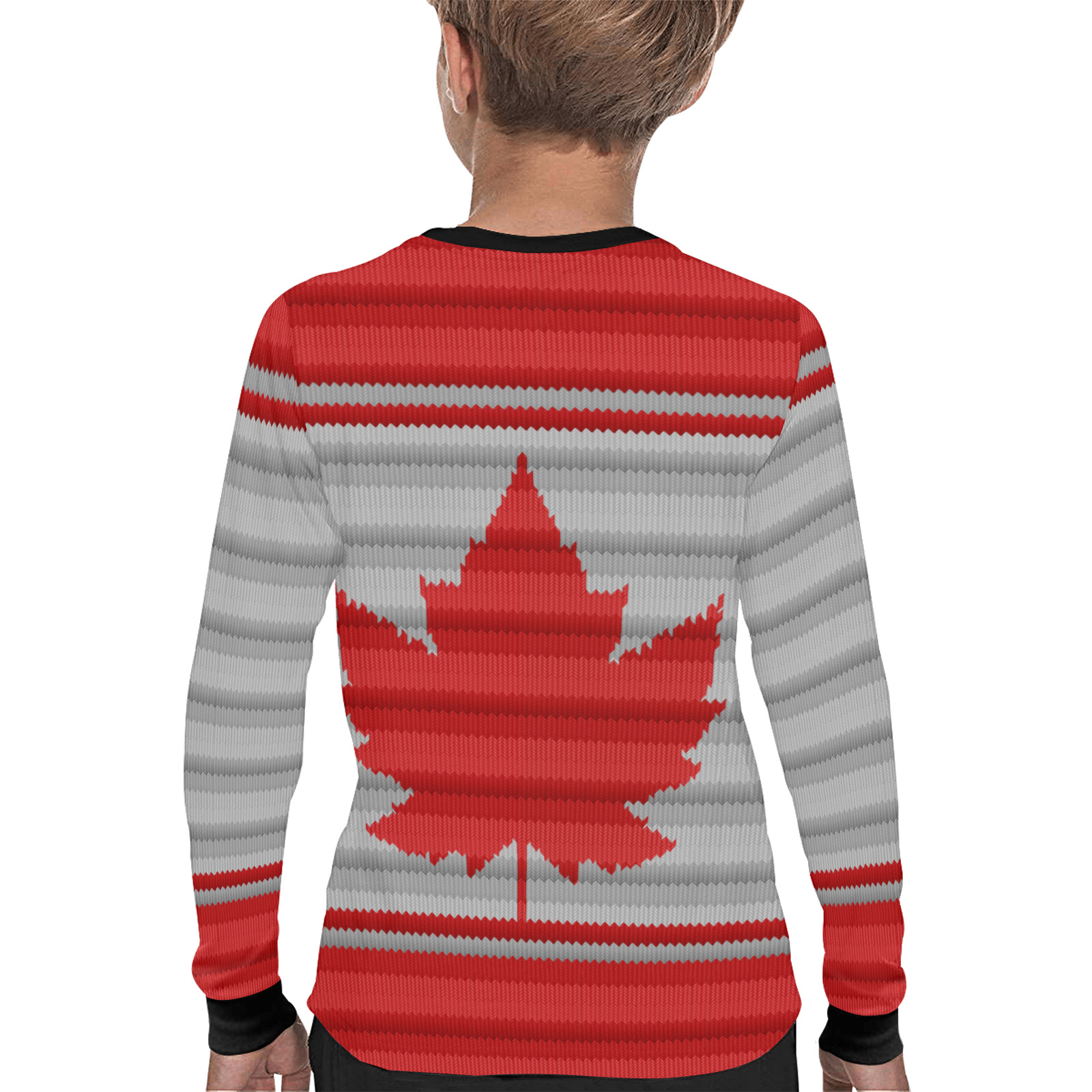 Kid's Canada Shirts Knit Print - Long Sleeve Kids' All Over Print Long Sleeve T-shirt (Model T51)