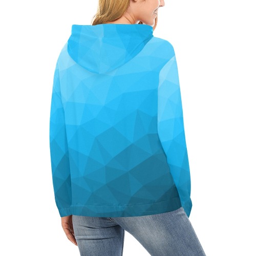 Cyan gradient geometric mesh pattern All Over Print Hoodie for Women (USA Size) (Model H13)