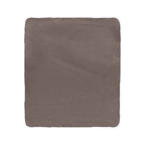 Coffee Quartz Pom Pom Fringe Blanket 40"x50"