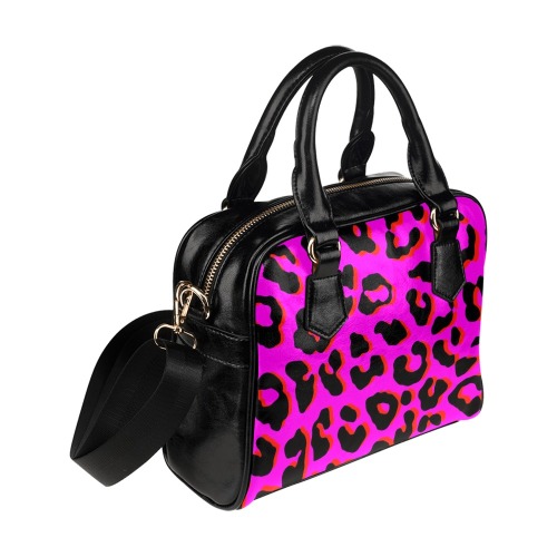 Leopard Print Pink Shoulder Handbag (Model 1634)