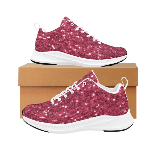 Magenta dark pink red faux sparkles glitter Women's Alpha Running Shoes (Model 10093)