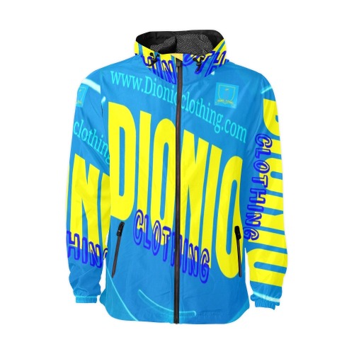 DIONIO Clothing - Turquoise & Yellow Alt. Big Logo Windbreaker Jacket Unisex All Over Print Windbreaker (Model H23)