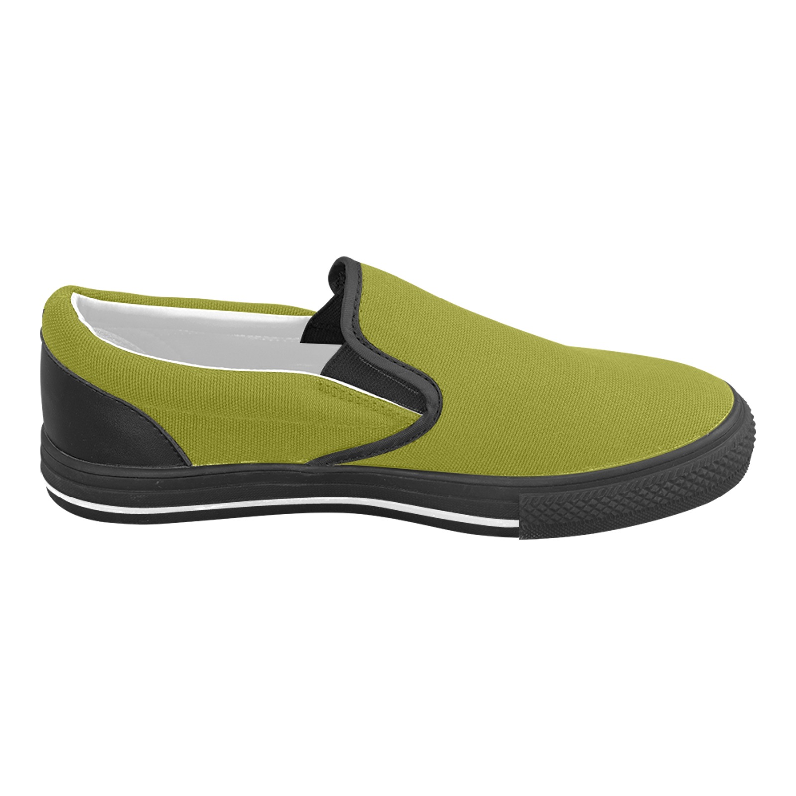 color olive Men's Slip-on Canvas Shoes (Model 019)