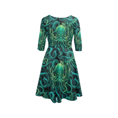 cthulhu Half Sleeve Skater Dress (Model D61)