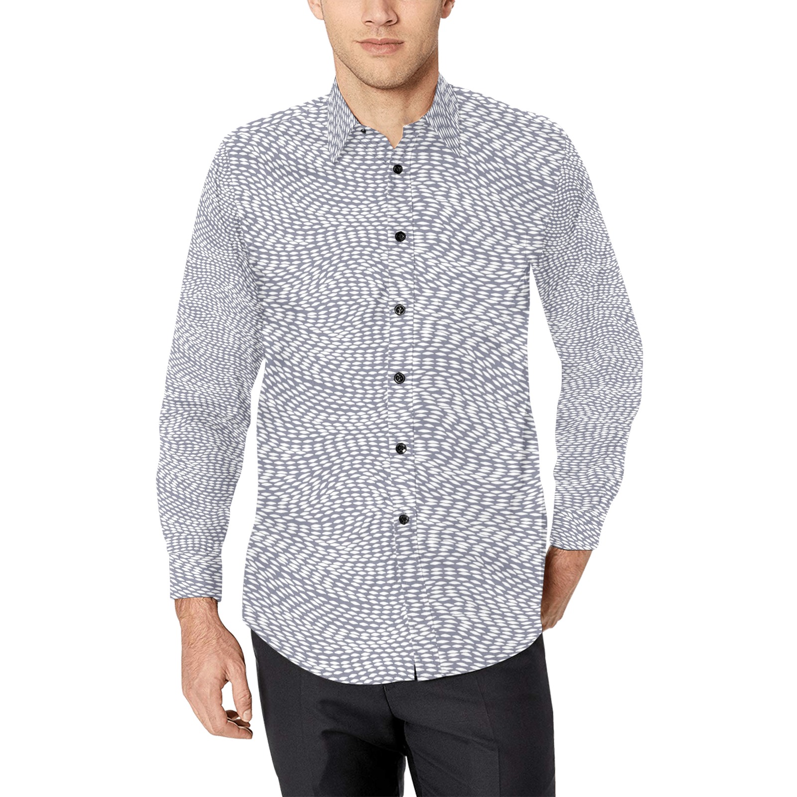 Gray Abstract Men's All Over Print Casual Dress Shirt (Model T61)