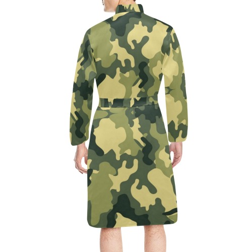 Camouflage Pop Art by Nico Bielow Men's Long Sleeve Belted Night Robe (Model H56)