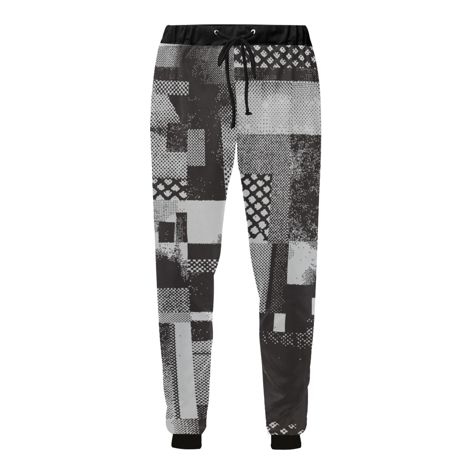 Black and Gray Grunge Casual Sweatpants Men's All Over Print Sweatpants (Model L11)