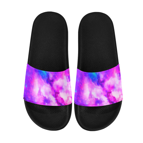 Watercolor Universe Galaxy Space Painting Men's Slide Sandals (Model 057)