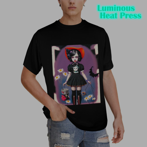halloween witch gothic girl Men's Glow in the Dark T-shirt (Front Printing)