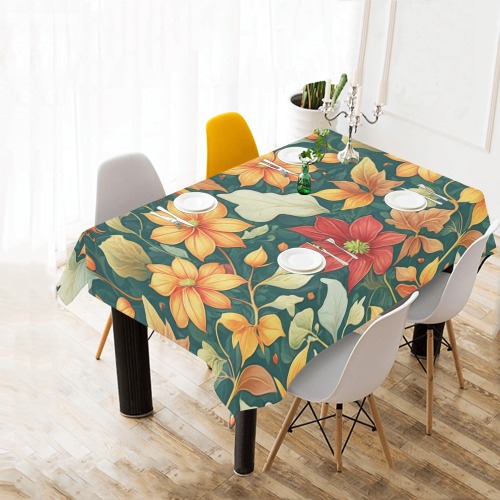 Fabulous Florals 9 Cotton Linen Tablecloth 60"x 84"