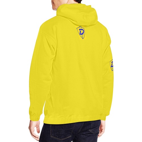 Dionio Clothing - Yellow Hoodie  (with Yellow & Blue Vintage Logo) All Over Print Hoodie for Men (USA Size) (Model H13)