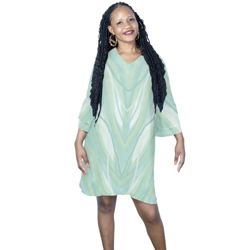 energy 2 bis opale 3 Half Sleeves V-Neck Mini Dress (Model D63)