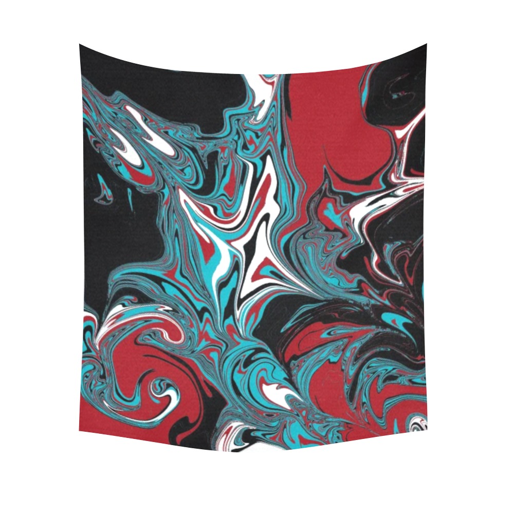 Dark Wave of Colors Cotton Linen Wall Tapestry 51"x 60"